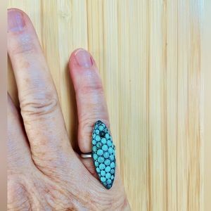 Vintage estate pincushion turquoise ring